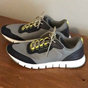Like new Cole Haan tennis shoe, mens size 9.5, grey, black and neon yellow